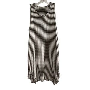 Sundays Three Striped Tank Dress Ruffle Hem Casual Women's Size Medium